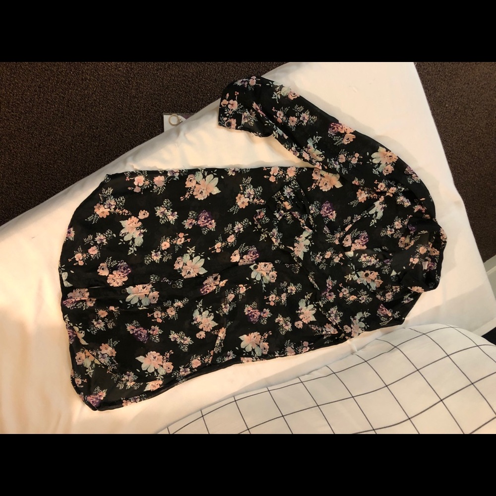 Long sleeve half see through shirt